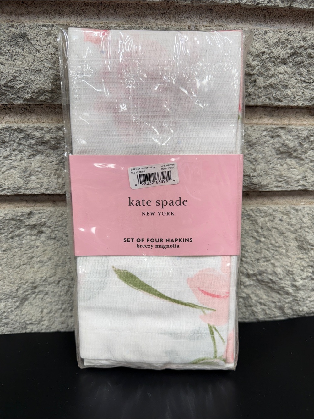 kate spade Pink Floral "Breezy Magnolia" Set of Four Napkins